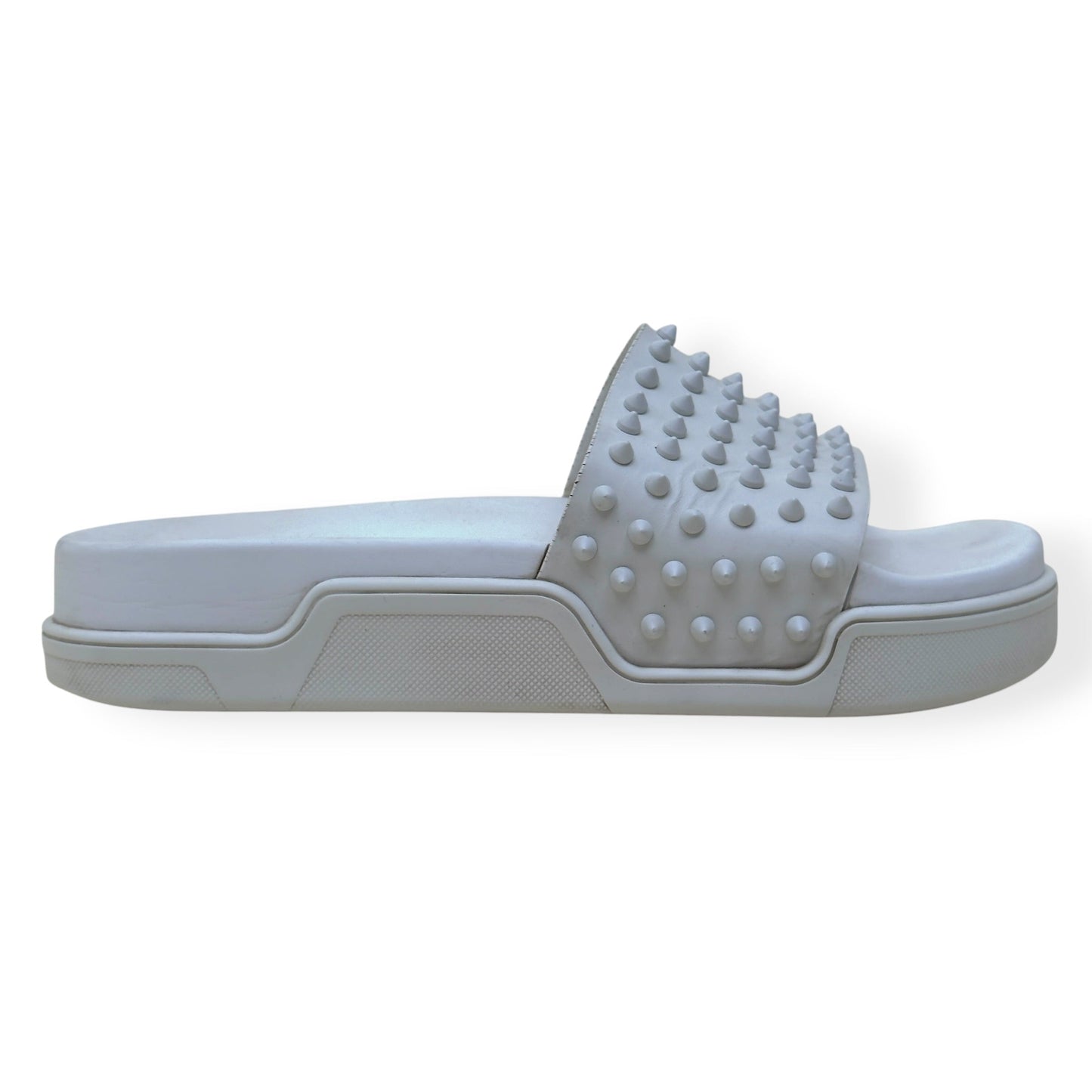 CHRISTIAN LOUBOUTIN POOL FUN SPIKES SLIDE WHITE 42 / UK8 | UK 8, White