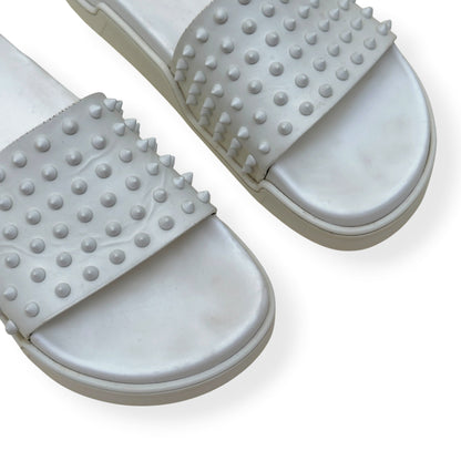 CHRISTIAN LOUBOUTIN POOL FUN SPIKES SLIDE WHITE 42 / UK8 | UK 8, White