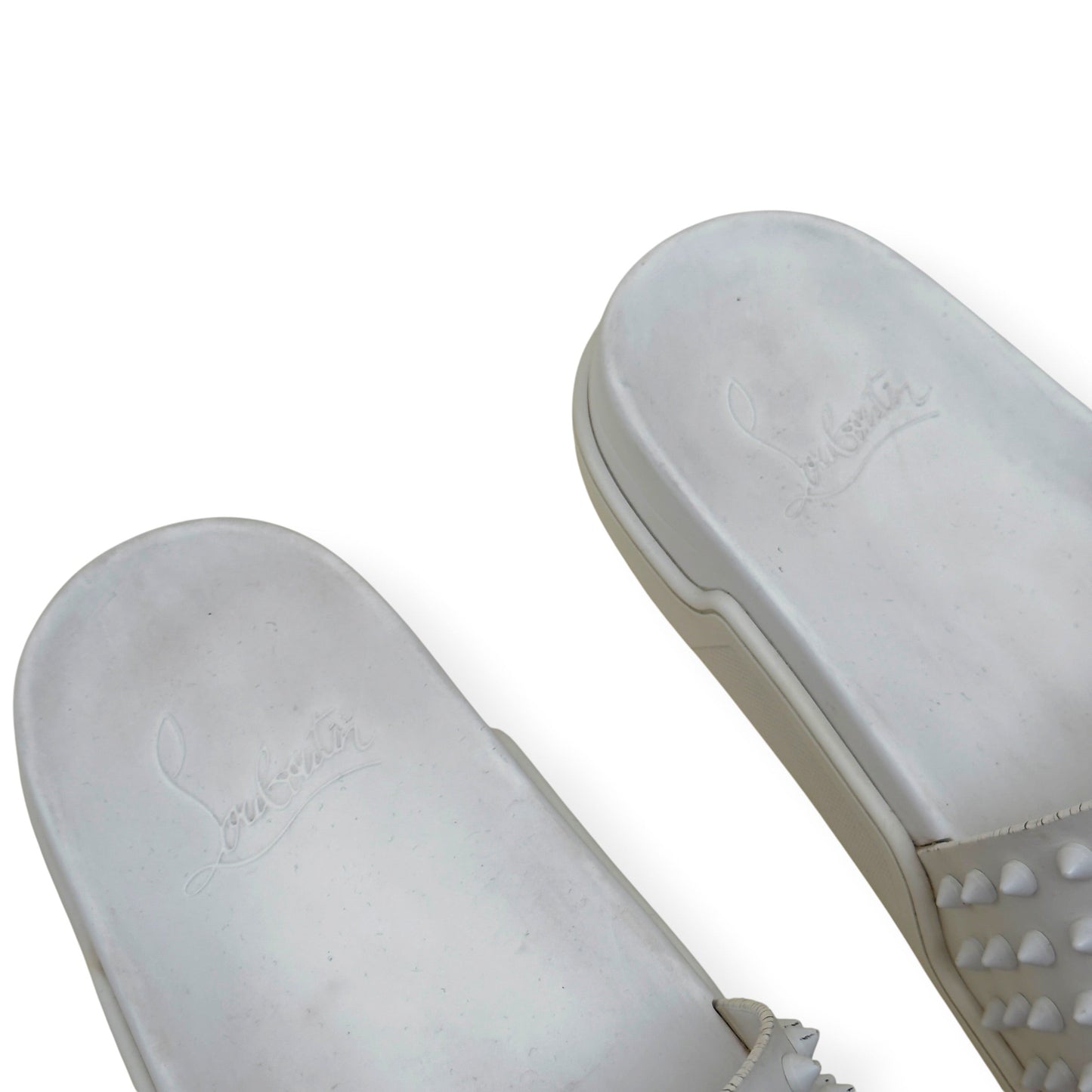 CHRISTIAN LOUBOUTIN POOL FUN SPIKES SLIDE WHITE 42 / UK8 | UK 8, White