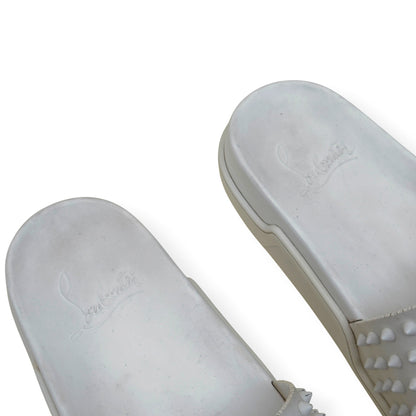 CHRISTIAN LOUBOUTIN POOL FUN SPIKES SLIDE WHITE 42 / UK8 | UK 8, White