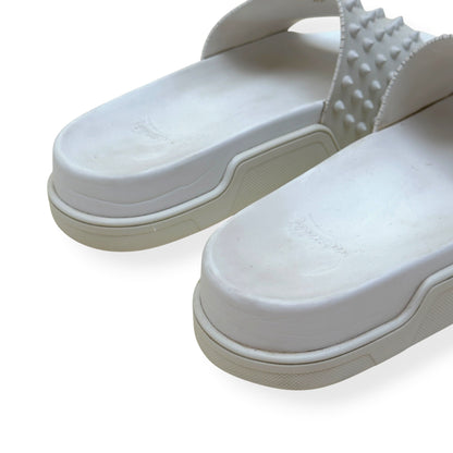 CHRISTIAN LOUBOUTIN POOL FUN SPIKES SLIDE WHITE 42 / UK8 | UK 8, White