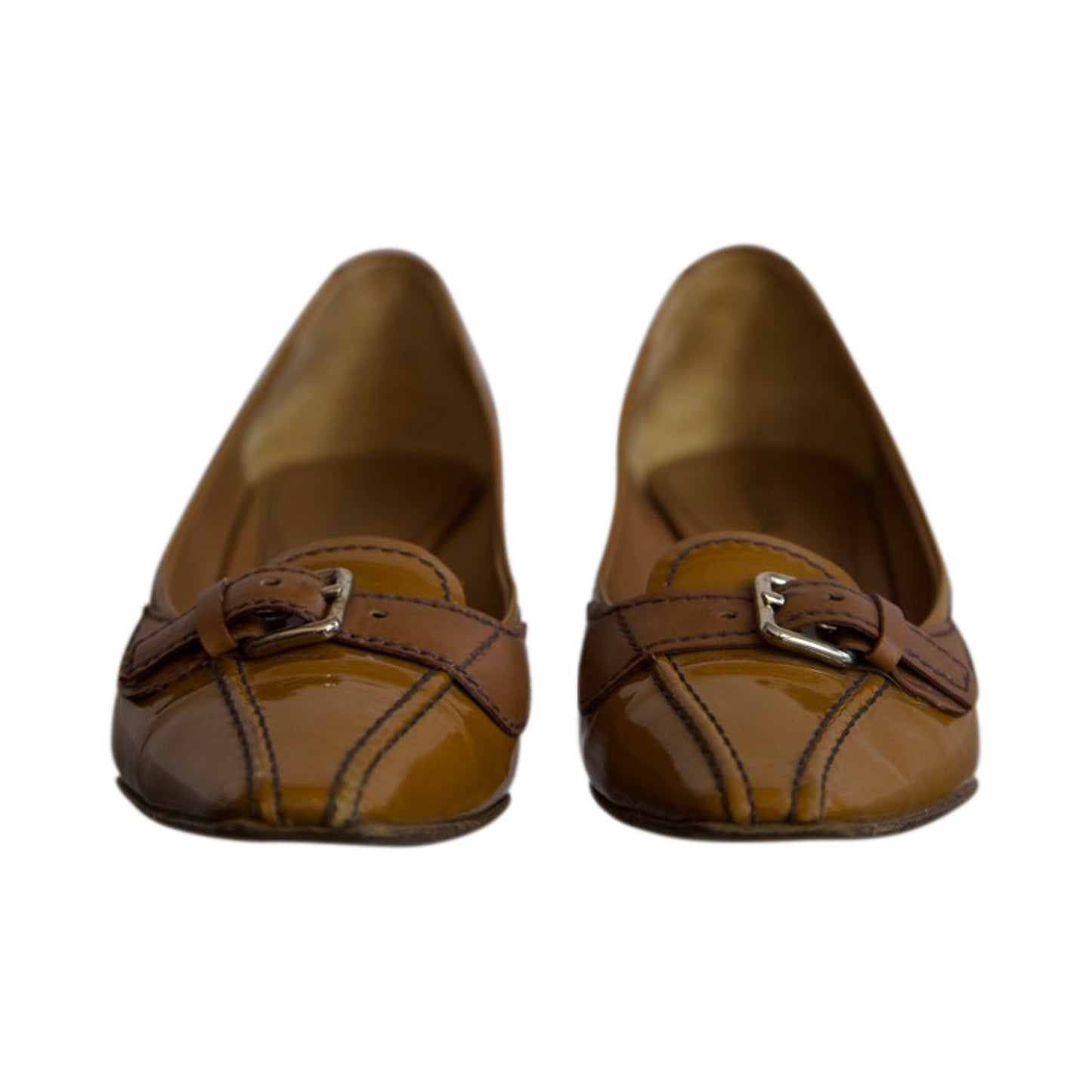 00s Prada Brown Leather Buckle Heels