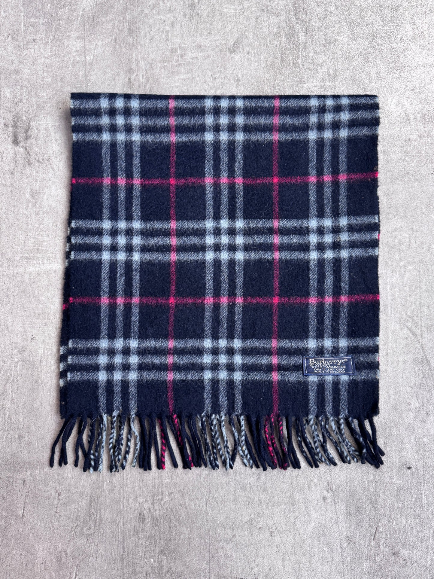 Burberry Classic Navy Nova Check 100% Cashmere Scarf