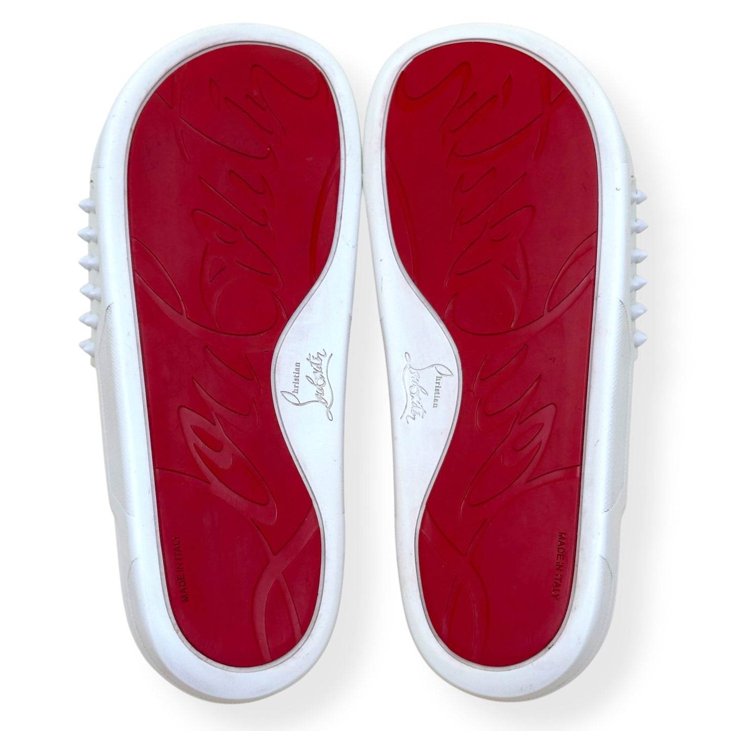 CHRISTIAN LOUBOUTIN POOL FUN SPIKES SLIDE WHITE 42 / UK8 | UK 8, White