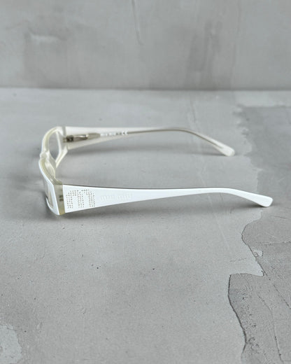 MIU MIU CLEAR LENS WHITE BAYONETTA EYE GLASSES | O/S, White