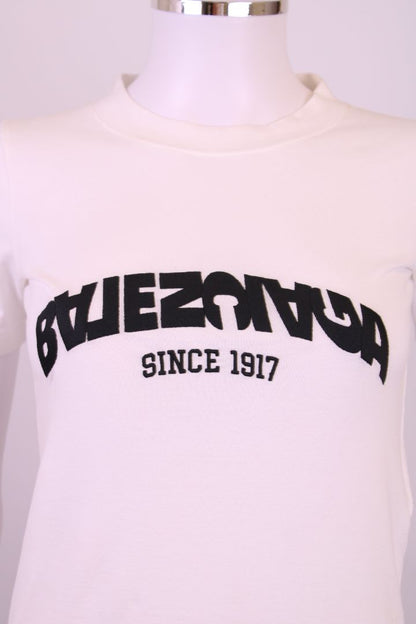 Balenciaga Logo-embroidered crewneck stretch cotton t-shirt White M | Default Title, Red