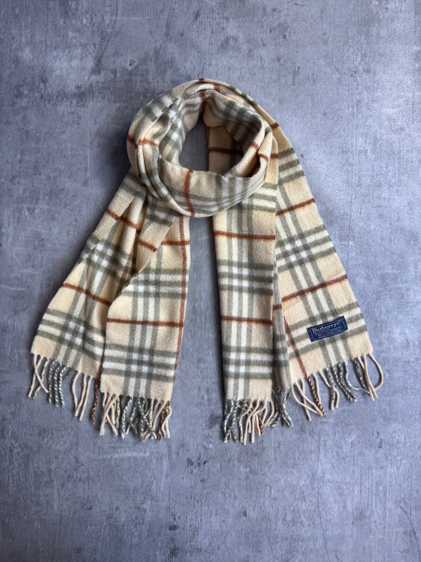 Burberry Yellow Nova Check 100% Cashmere Scarf