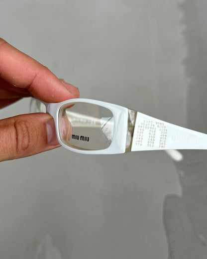 MIU MIU CLEAR LENS WHITE BAYONETTA EYE GLASSES | O/S, White