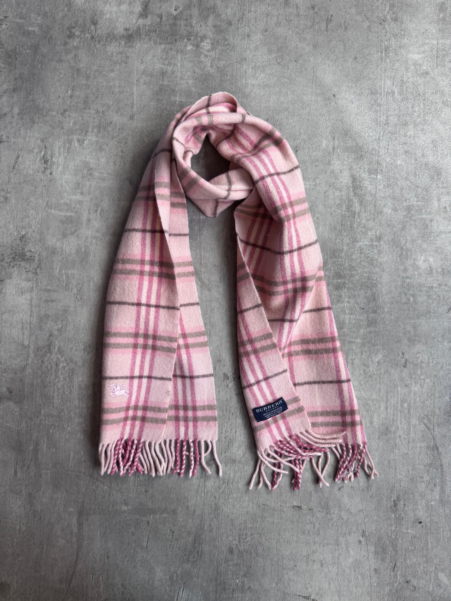 Burberry Pink Nova Check 100% Lambswool Scarf