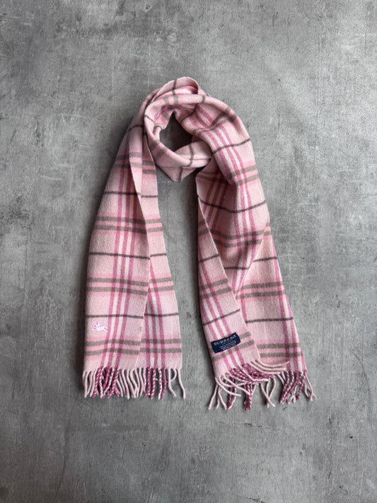 Burberry Pink Nova Check 100% Lambswool Scarf