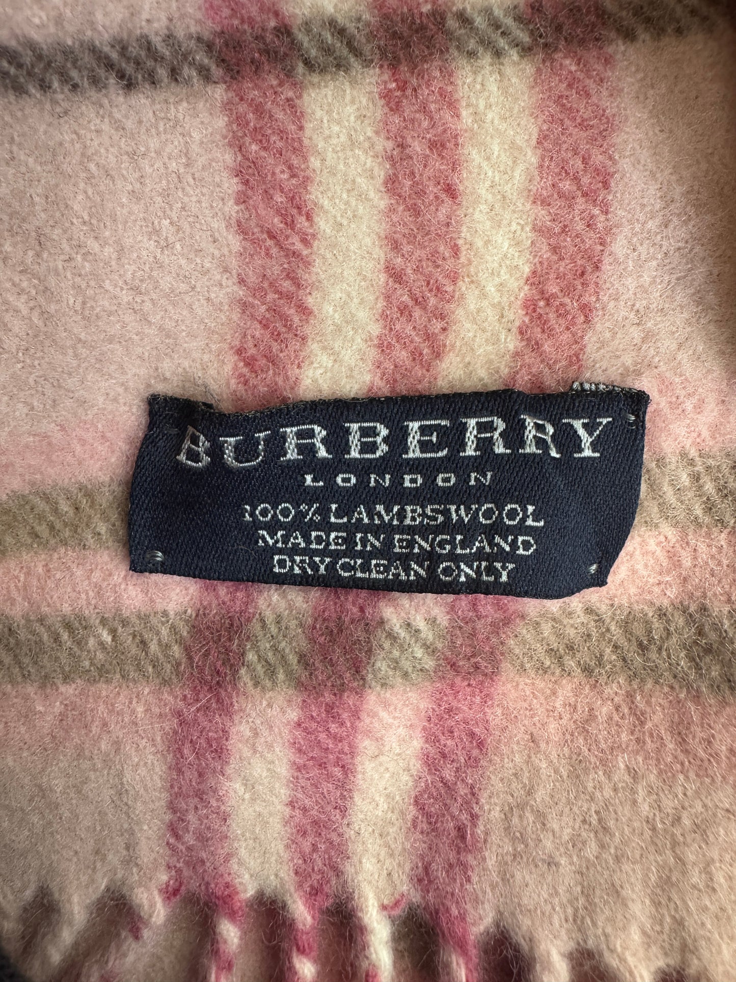 Burberry Pink Nova Check 100% Lambswool Scarf
