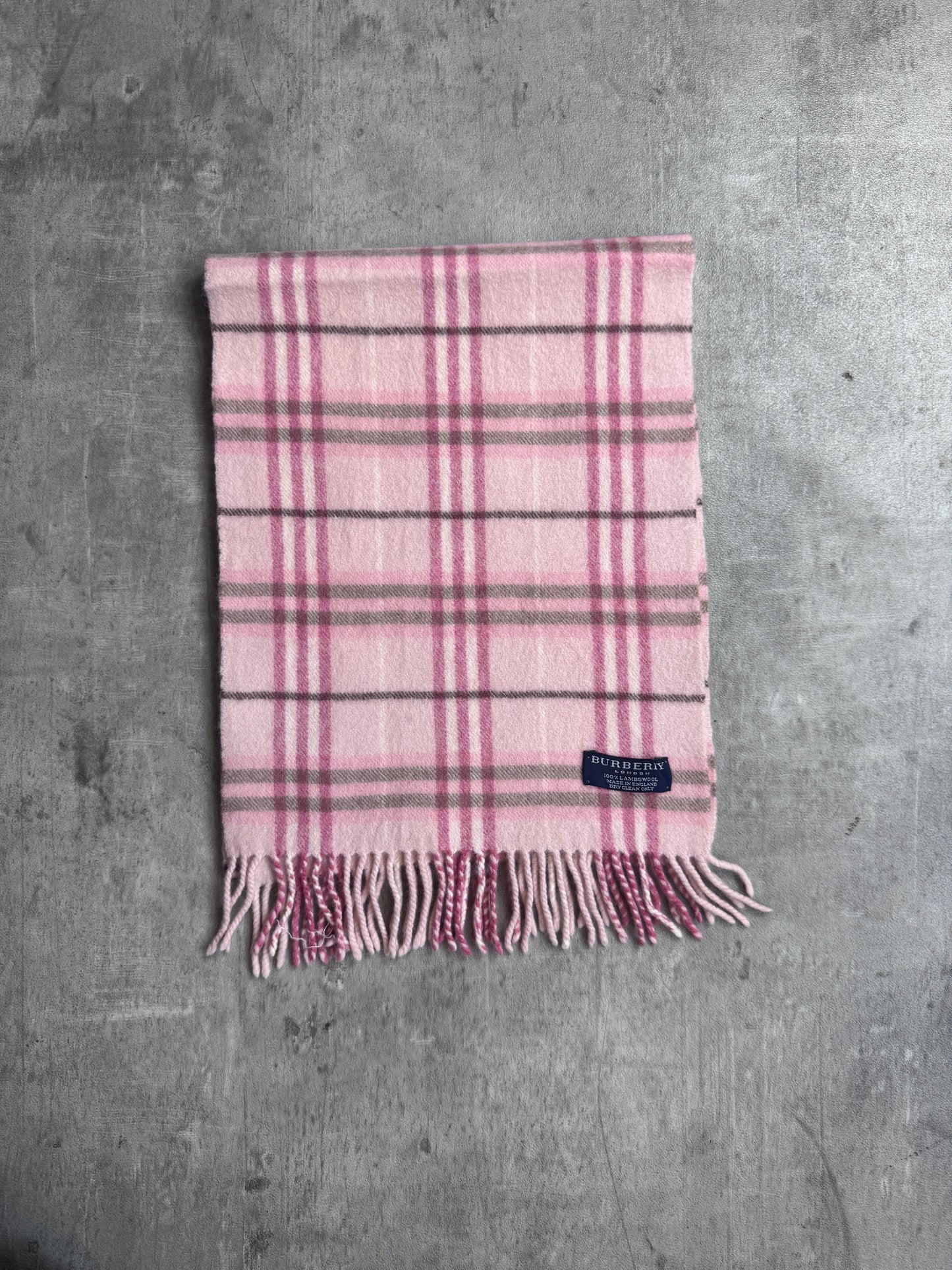 Burberry Pink Nova Check 100% Lambswool Scarf