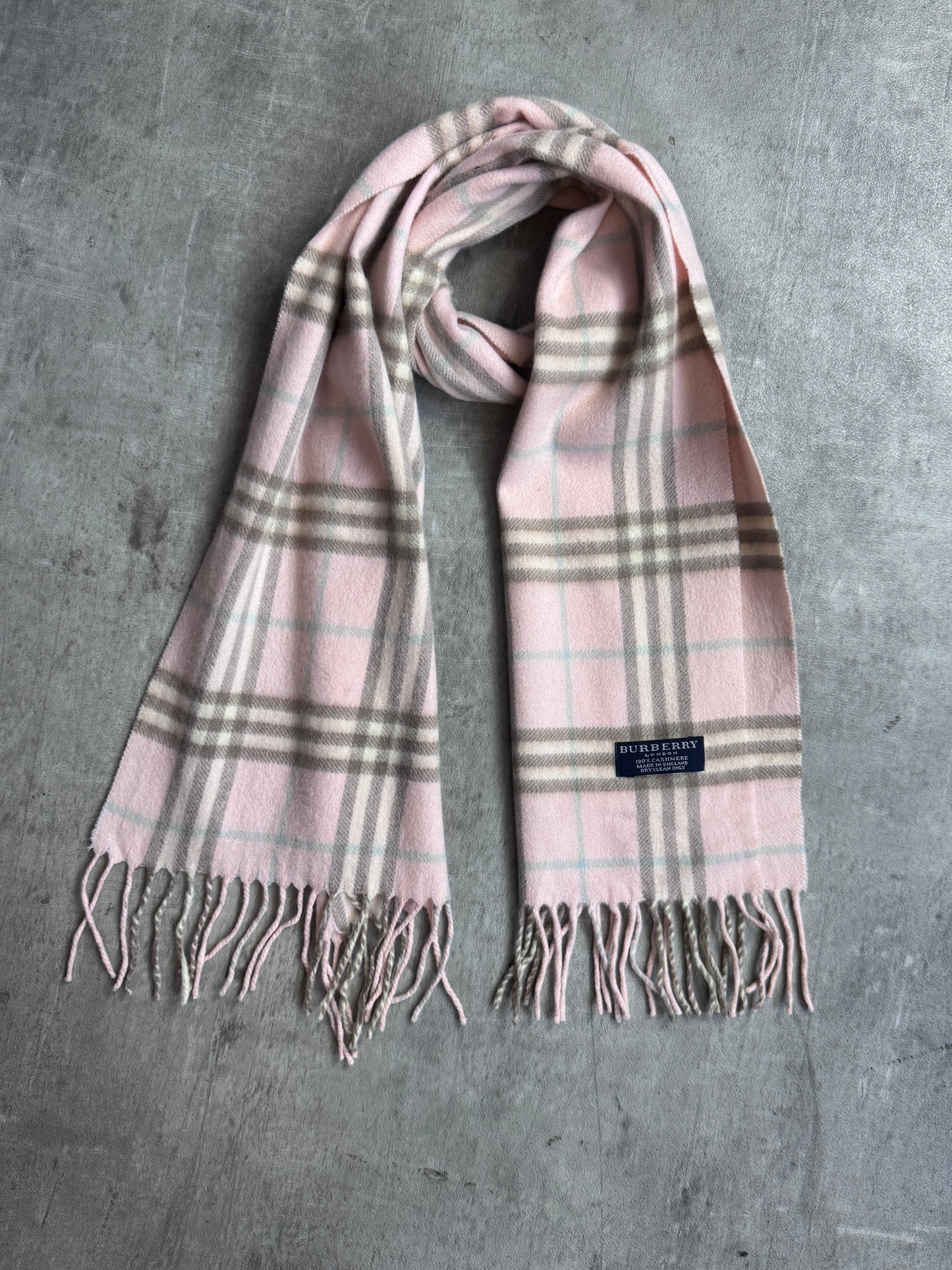 Burberry Baby Pink Nova Check 100% Cashmere Scarf