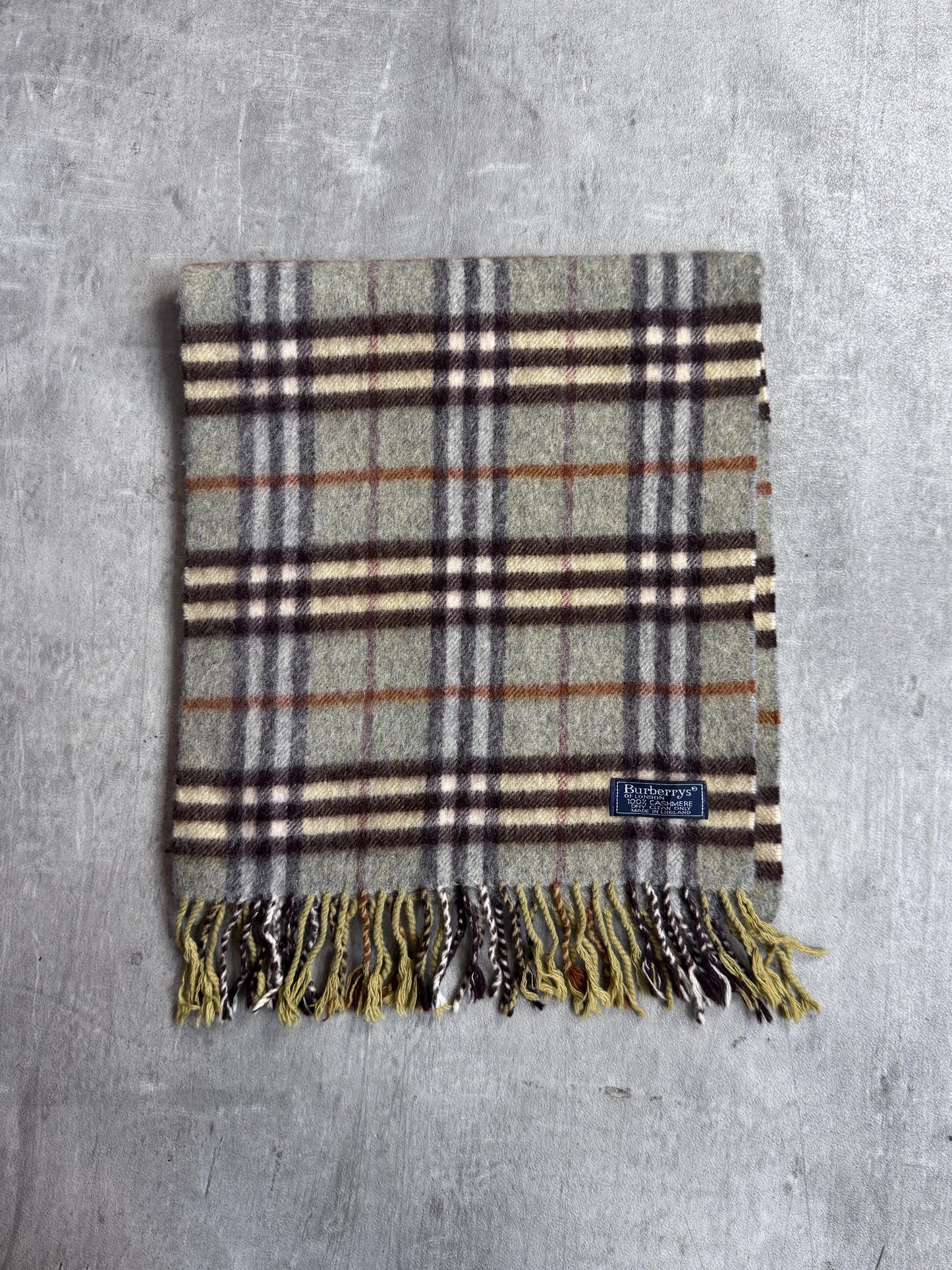 Burberry Nova Check Grey/Green 100% Cashmere Scarf