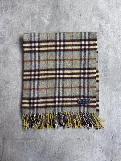 Burberry Nova Check Grey/Green 100% Cashmere Scarf