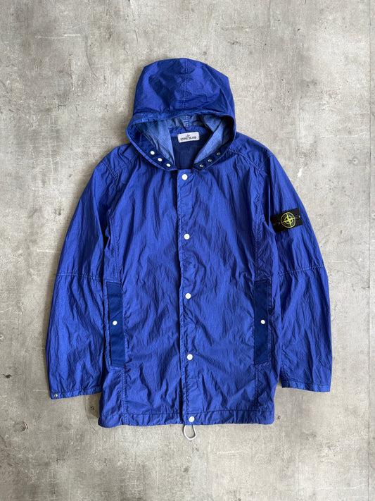 2010's Stone Island Crinkle Nylon Garment Dyed Hooded Jacket
