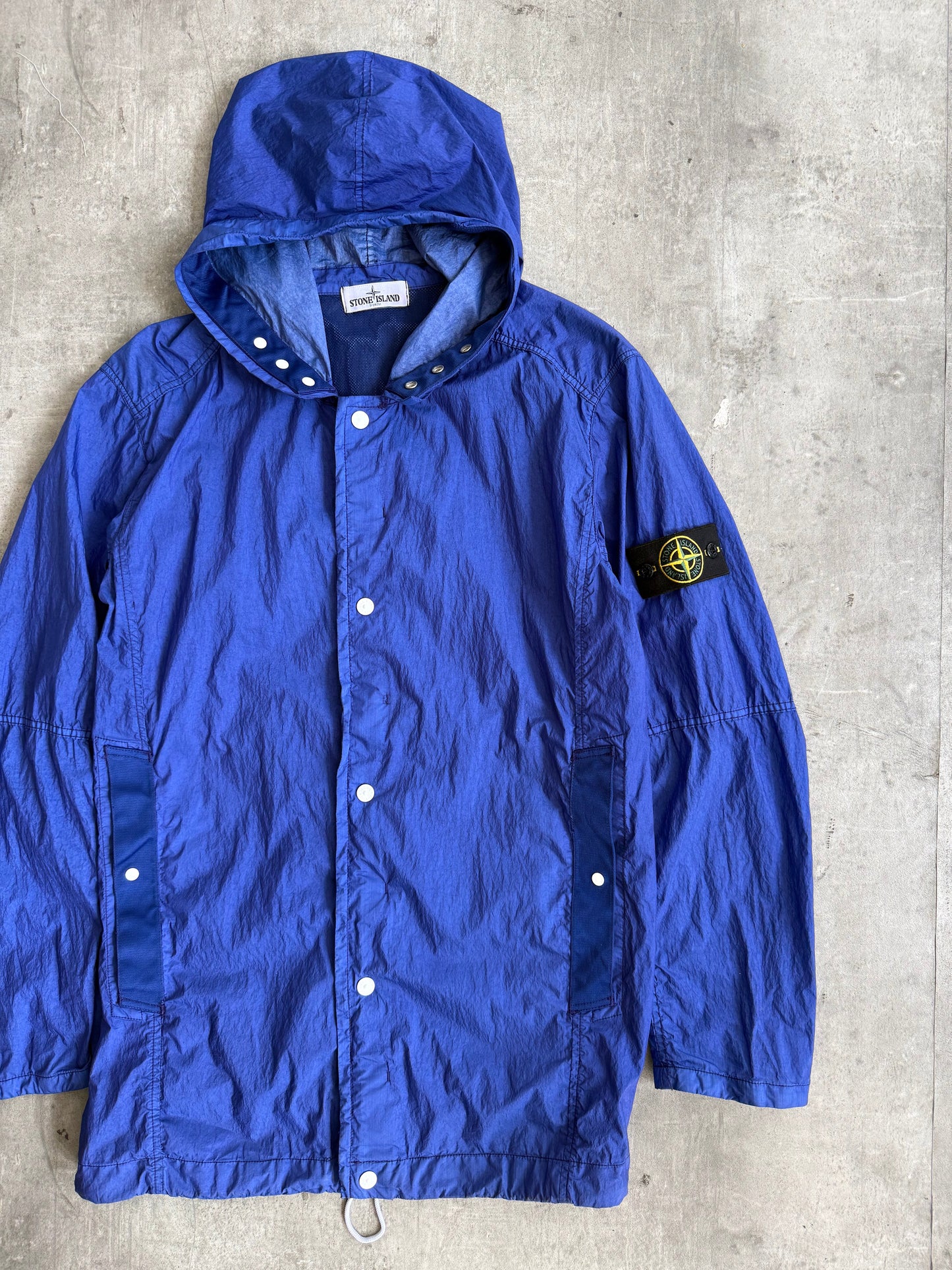 2010's Stone Island Crinkle Nylon Garment Dyed Hooded Jacket | Extra Large, Multicoloured