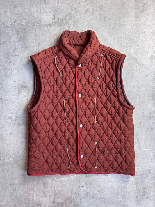1980s Stone Island Burnt Orange Quilted Rope Vest