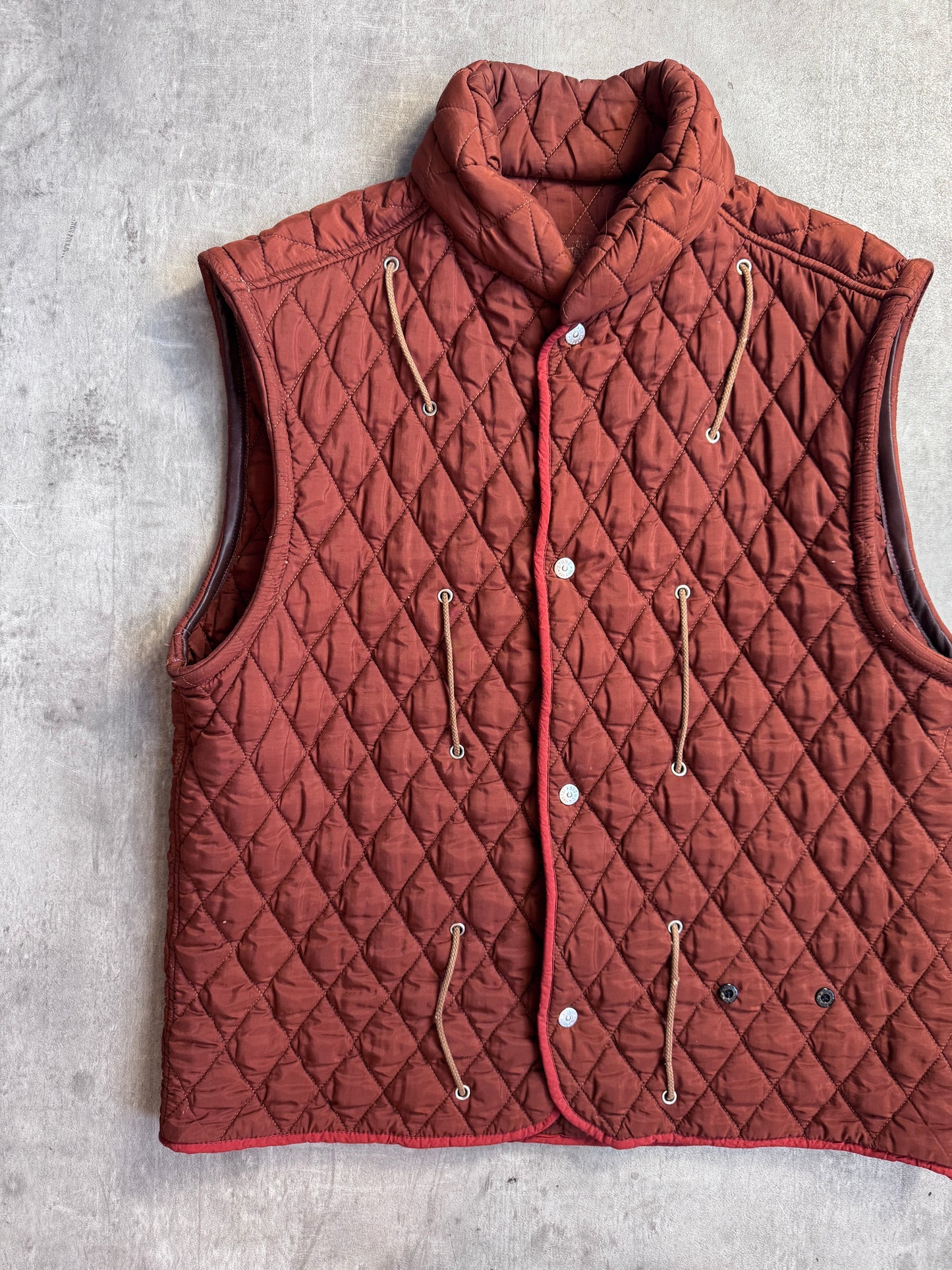 1980s Stone Island Burnt Orange Quilted Rope Vest