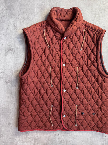 1980s Stone Island Burnt Orange Quilted Rope Vest