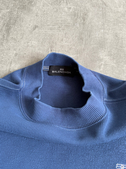 2000's Balenciaga Garment Dyed Mock Neck Cotton Crewneck | Medium, Multicoloured
