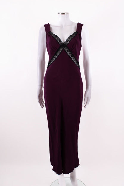 Reformation S/S Lace Trim Slip Dress Plum/ Black S | Default Title, Black