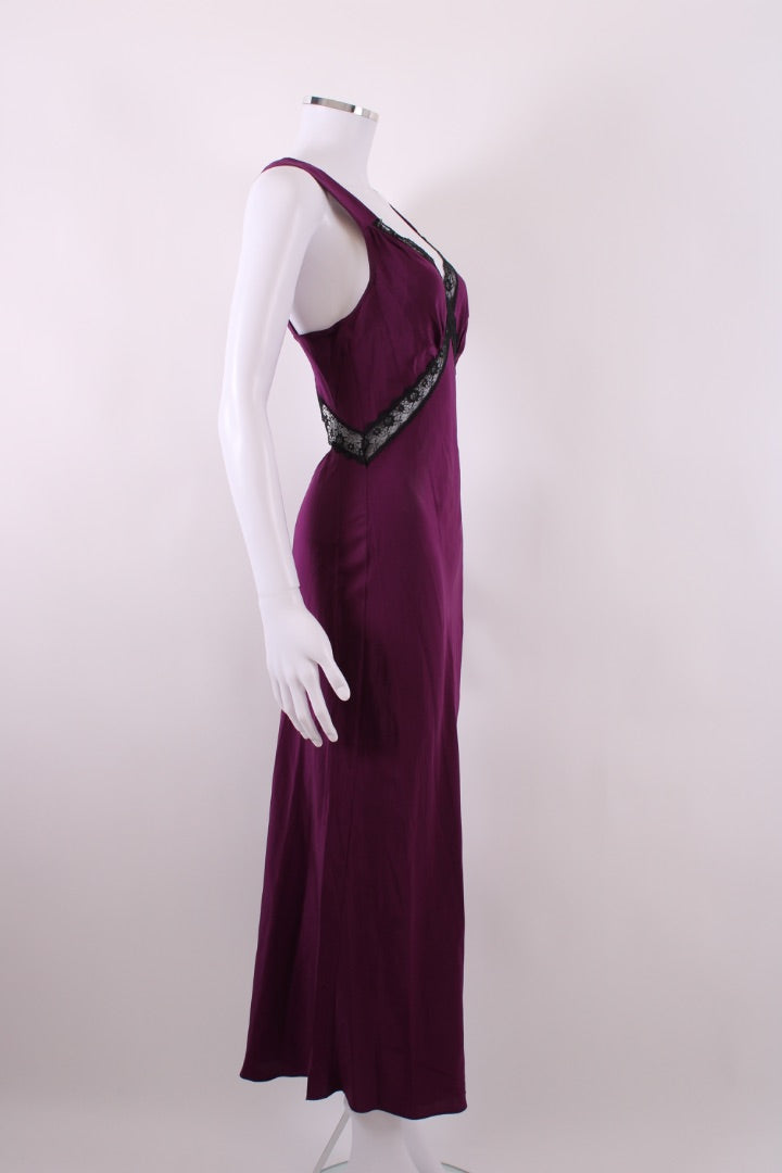 Reformation S/S Lace Trim Slip Dress Plum/ Black S | Default Title, Black