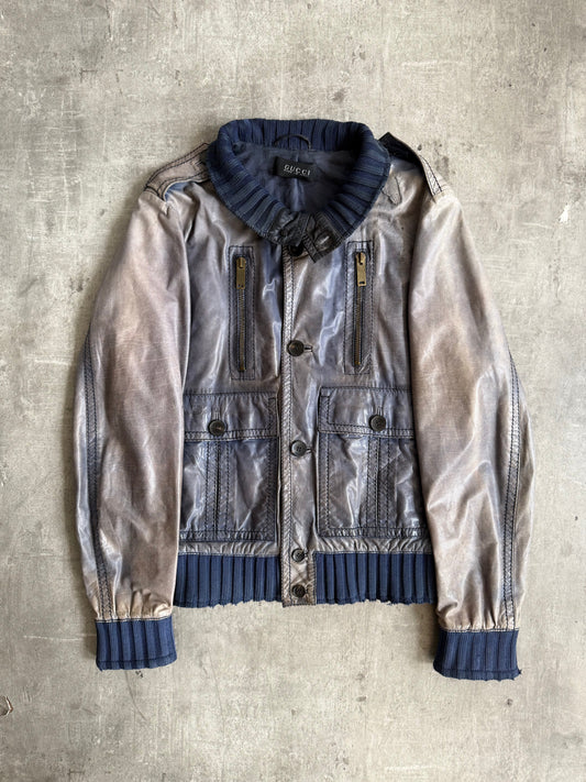 F/W 2011 Gucci By Gianni Leather 'Madonna' Motorcycle Jacket (Sold As Seen) | Medium, Blue