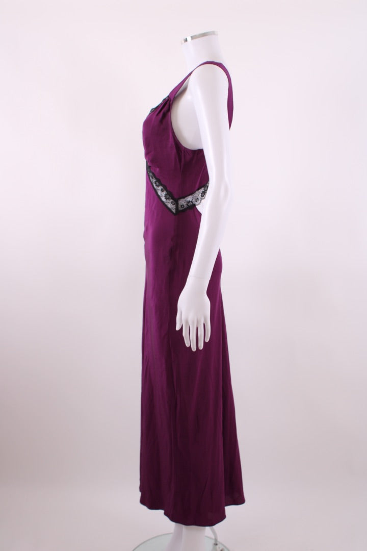 Reformation S/S Lace Trim Slip Dress Plum/ Black S | Default Title, Black