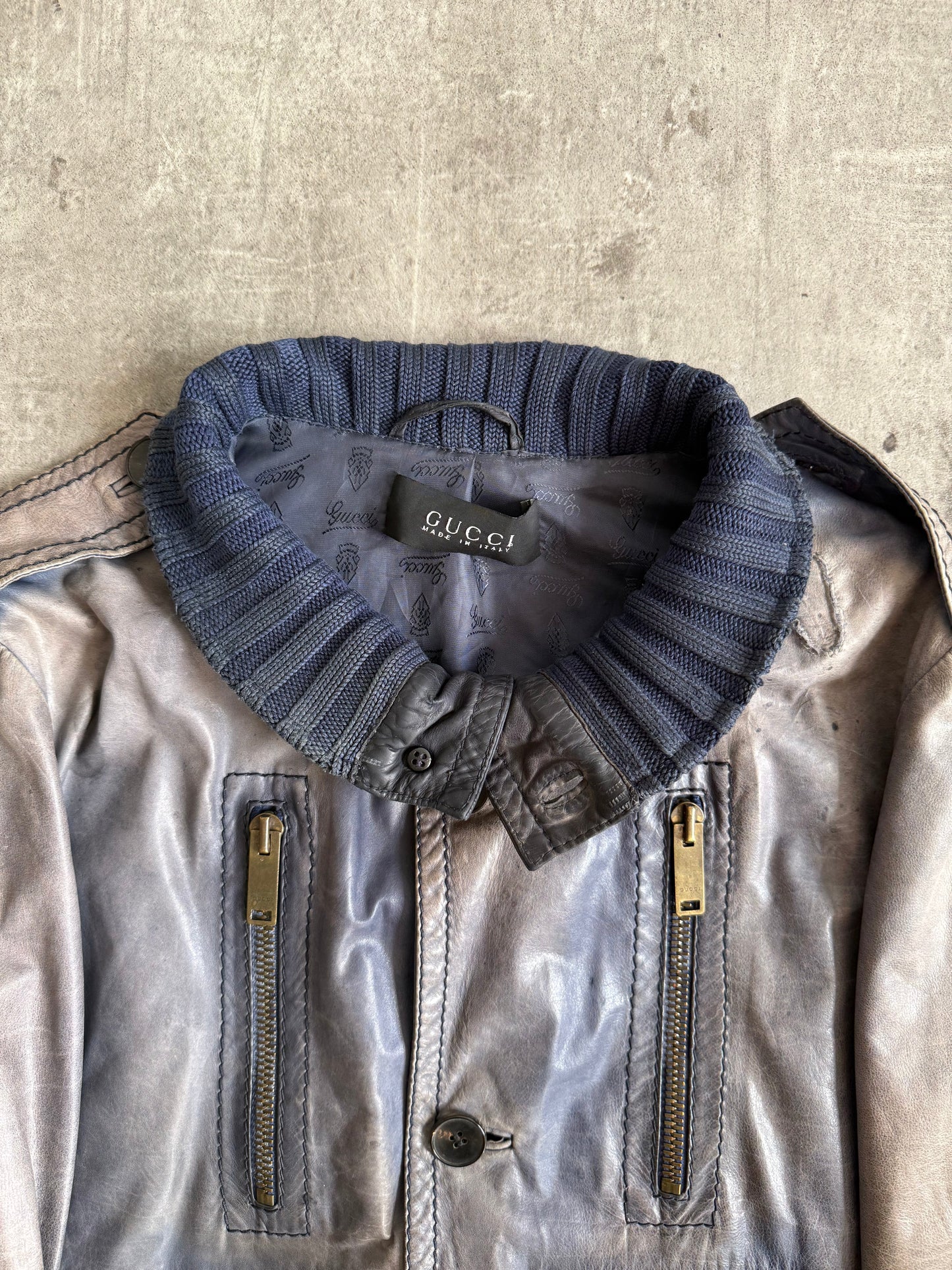 F/W 2011 Gucci By Gianni Leather 'Madonna' Motorcycle Jacket (Sold As Seen) | Medium, Blue