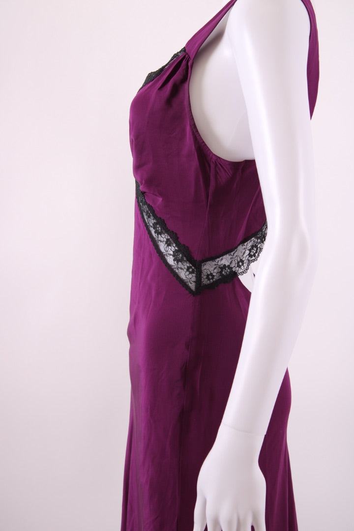 Reformation S/S Lace Trim Slip Dress Plum/ Black S | Default Title, Black