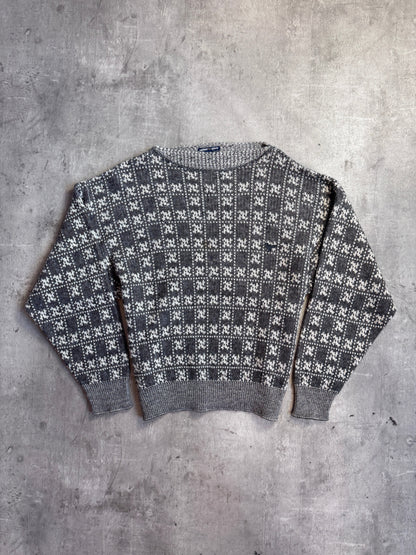 1980s Emporio Armani Patterned Intarsia Wool Knit Multi Sweater