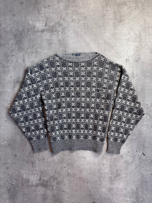 1980s Emporio Armani Patterned Intarsia Wool Knit Multi Sweater