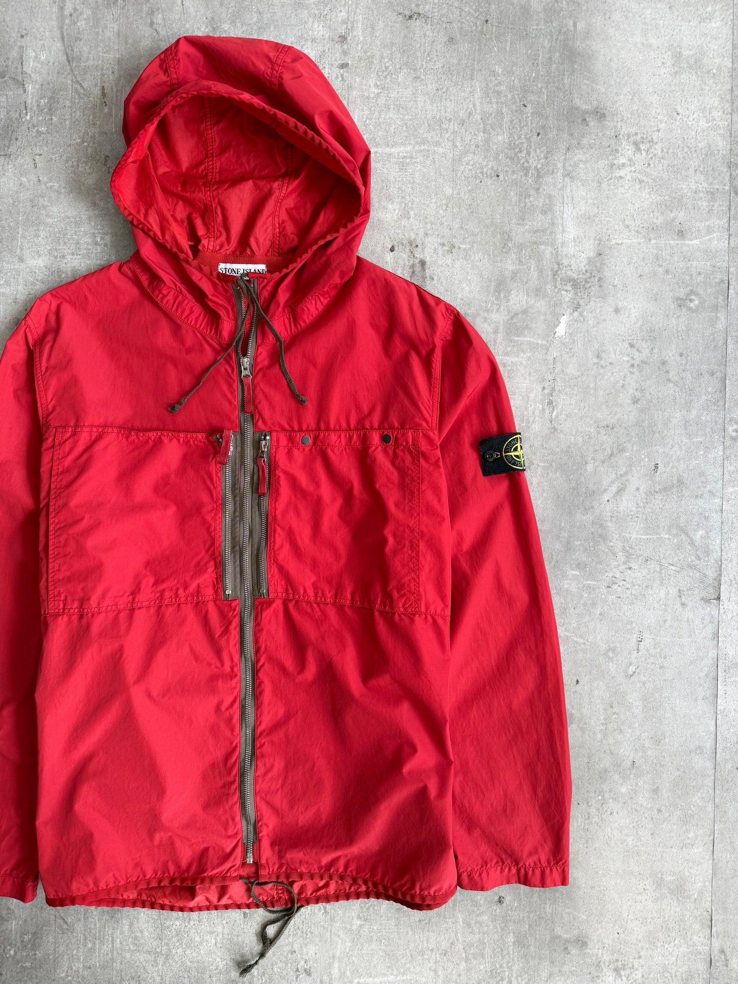 S/S 2010 Stone Island Nylon Double Pocket Red Smock Jacket | Extra Large, Red