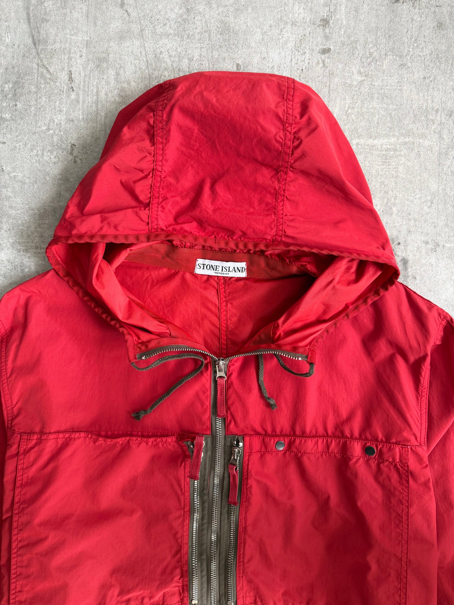 S/S 2010 Stone Island Nylon Double Pocket Red Smock Jacket | Extra Large, Red