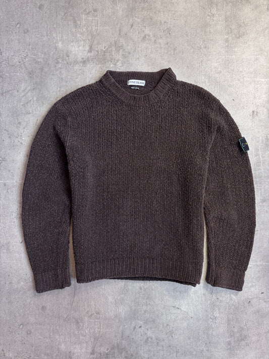 A/W 2002 Stone Island Dark Brown Chenille Knit Sweater