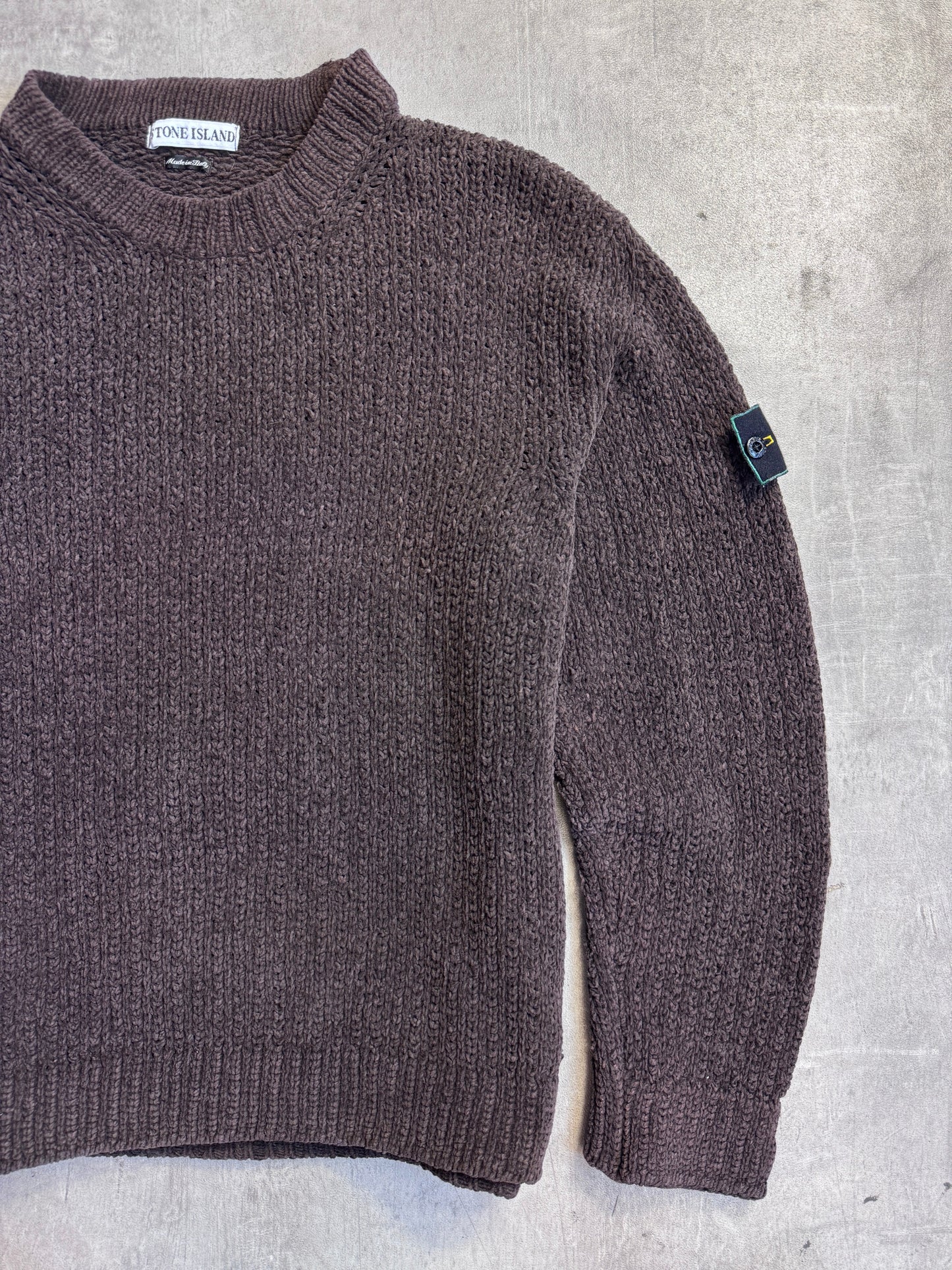 A/W 2002 Stone Island Dark Brown Chenille Knit Sweater