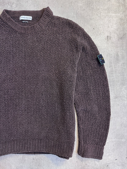 A/W 2002 Stone Island Dark Brown Chenille Knit Sweater