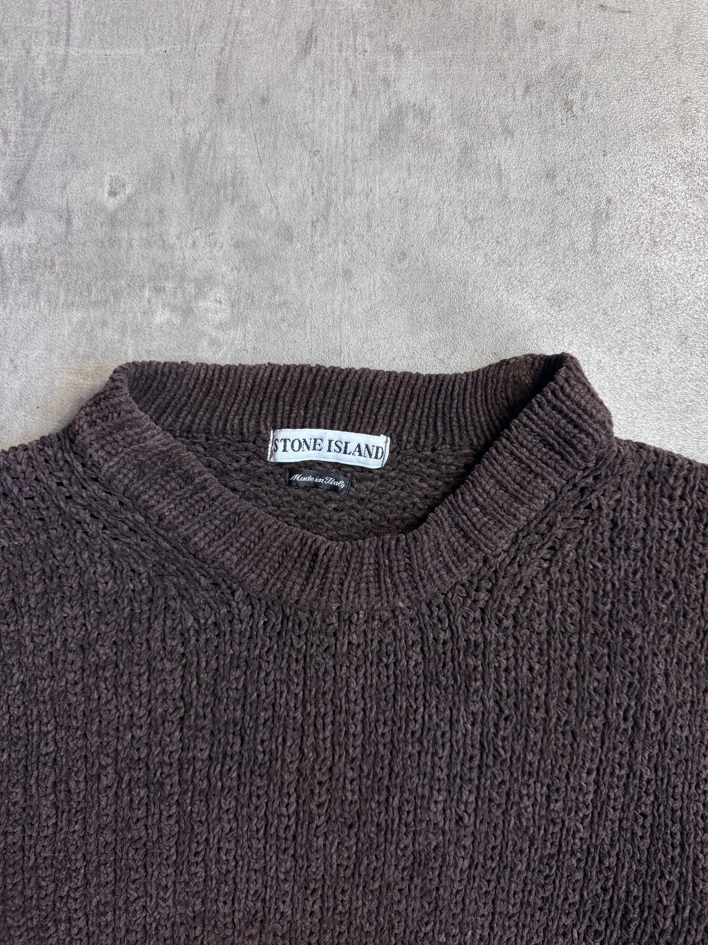 A/W 2002 Stone Island Dark Brown Chenille Knit Sweater