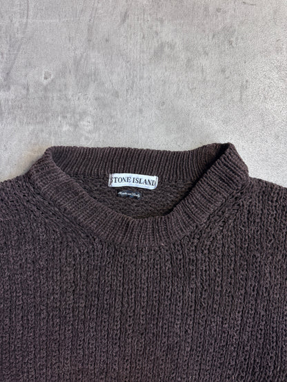 A/W 2002 Stone Island Dark Brown Chenille Knit Sweater