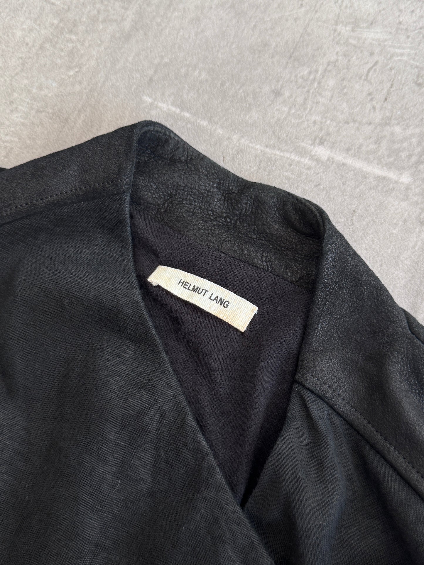 Helmut Lang Suede Look Layered Cropped Black Jacket