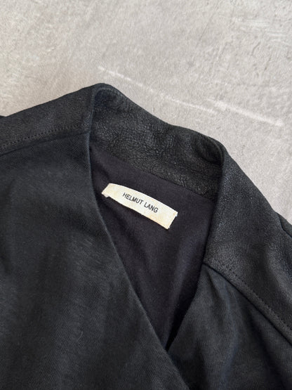 Helmut Lang Suede Look Layered Cropped Black Jacket
