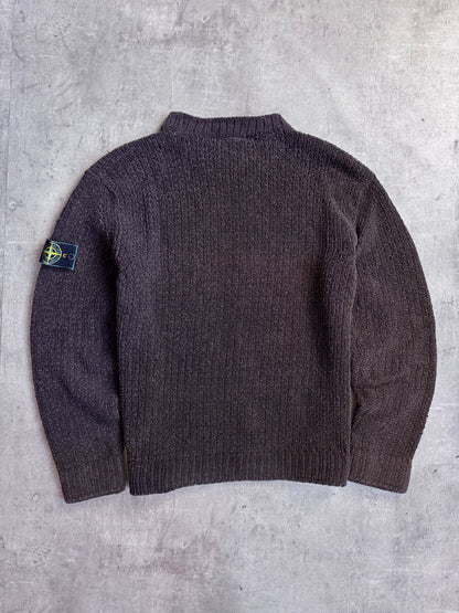 A/W 2002 Stone Island Dark Brown Chenille Knit Sweater
