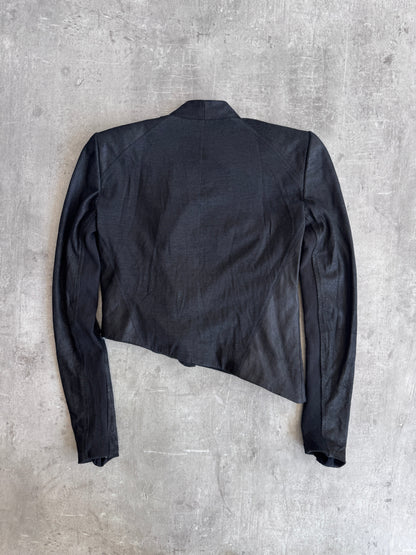Helmut Lang Suede Look Layered Cropped Black Jacket