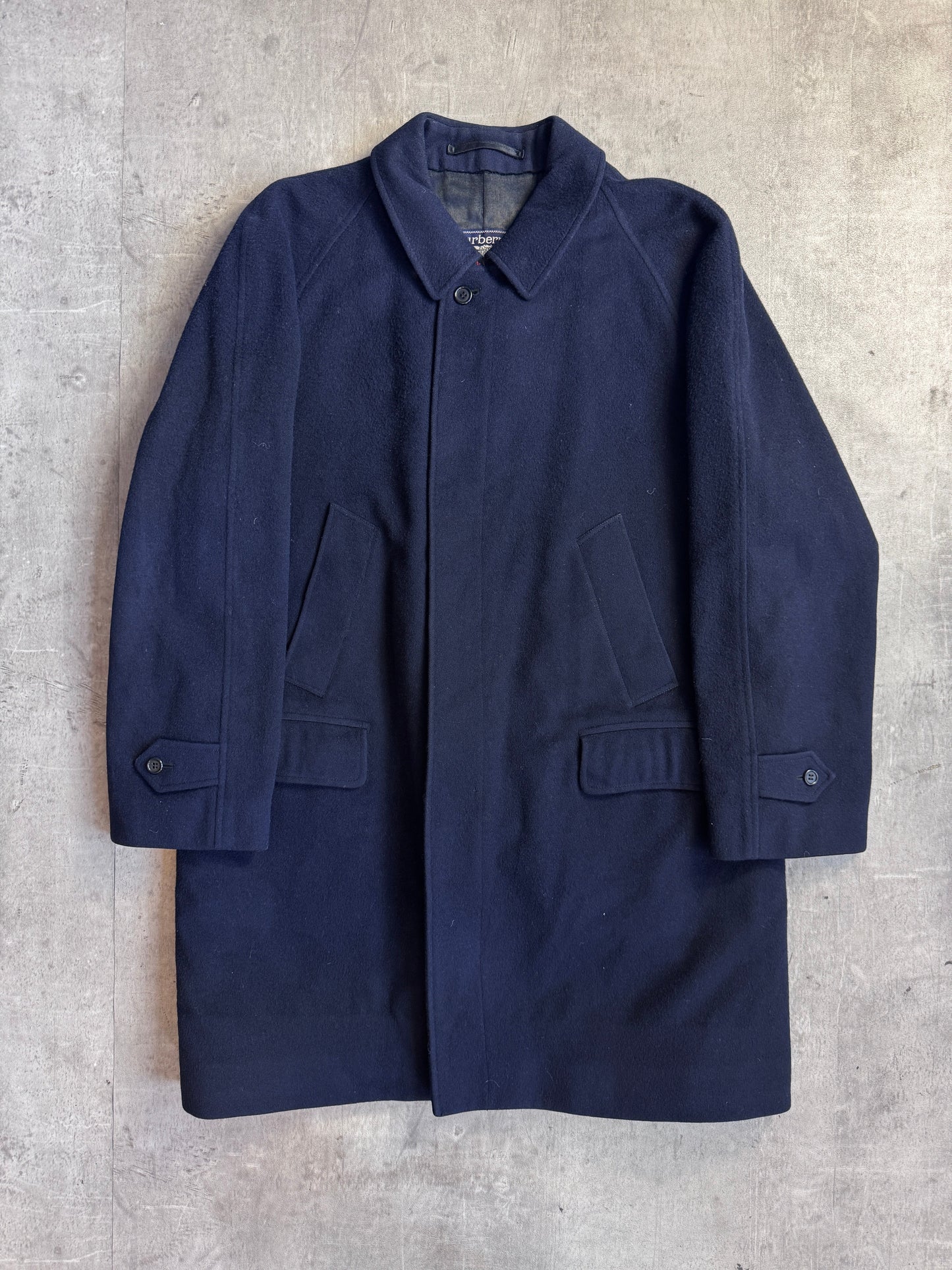 Burberry Navy Heavy Wool Overcoat