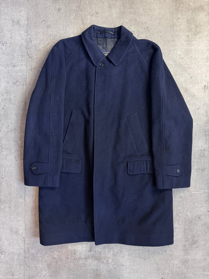 Burberry Navy Heavy Wool Overcoat