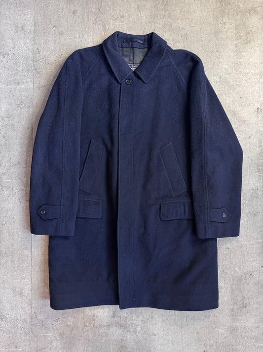 Burberry Navy Heavy Wool Overcoat
