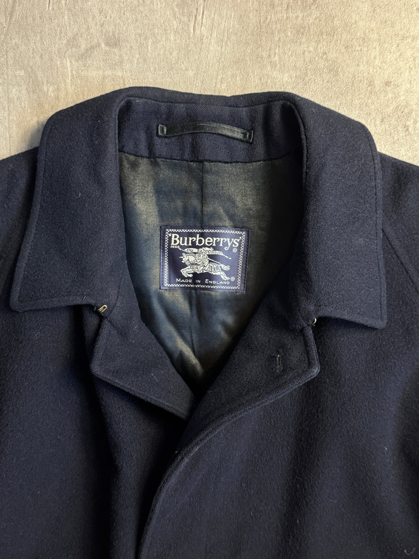 Burberry Navy Heavy Wool Overcoat