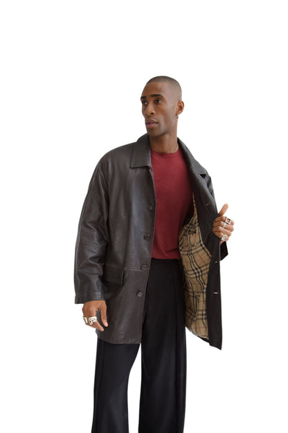 Burberry Nova Lined Brown Leather Trench Coat