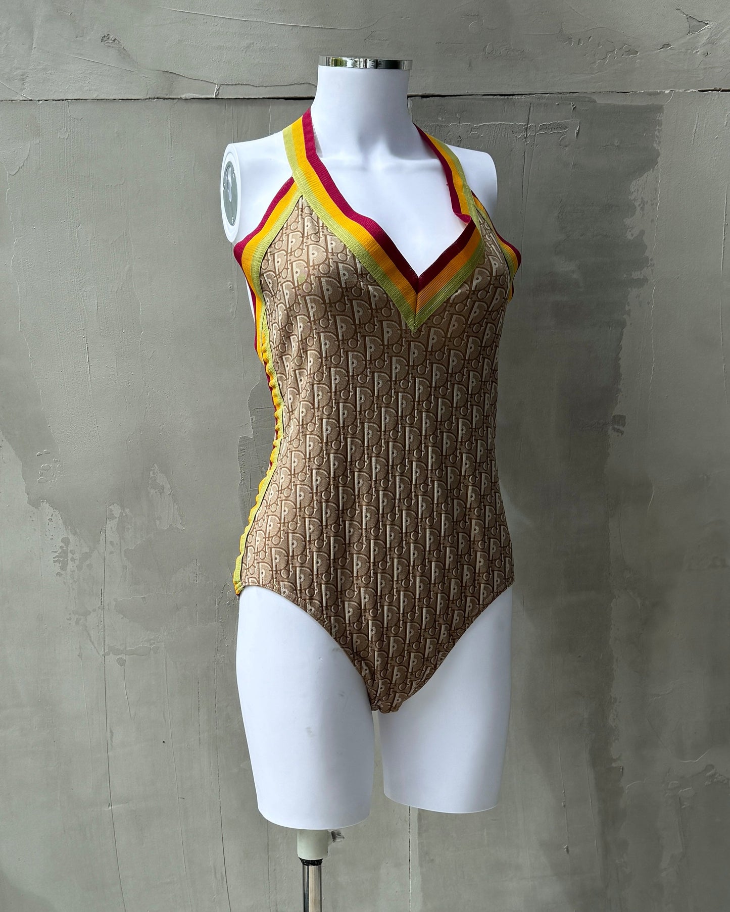 CHRISTIAN DIOR BY GALLIANO 2004 RASTA BODYSUIT SWIMSUIT - L | Large, Multicoloured